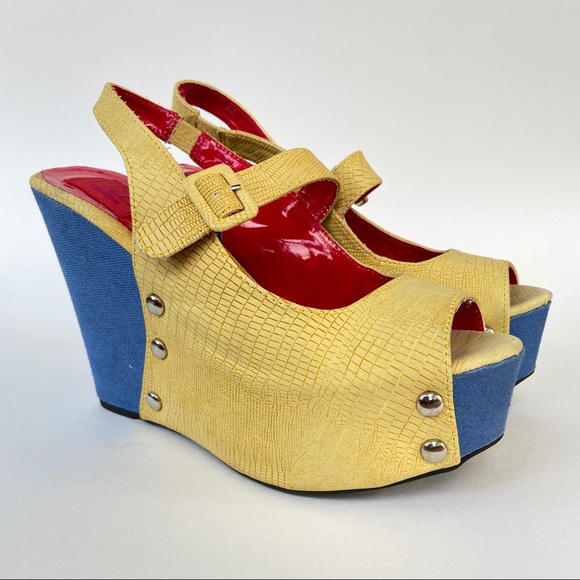 FRH open toe ankle strap platform wedge sandals